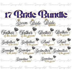 Bröllops-SVG-paket – Brud, Brudgum, Blomsterramar (Digital Fil)