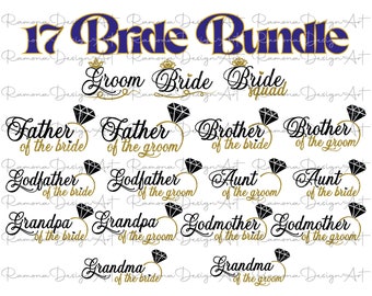 Paquete SVG de boda: Novia, novio y marcos florales (archivo digital)