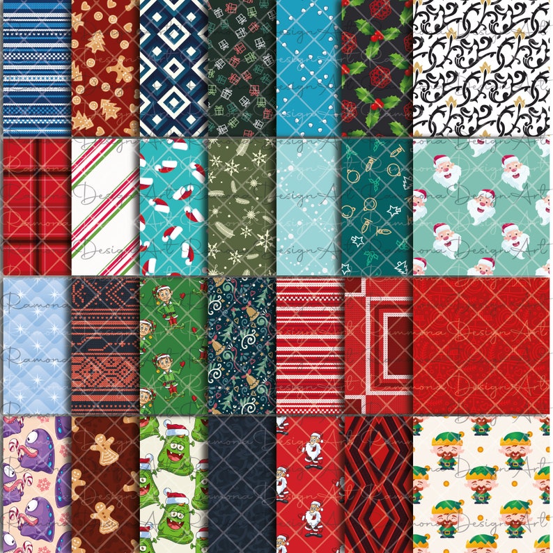 Christmas Pattern Mega Bundle, Holiday Digital Paper (300dpi PNG) image 6