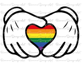 Mouse LGBTQ+ Pride SVG, Rainbow Heart, Cartoon Layered (Digital Files)