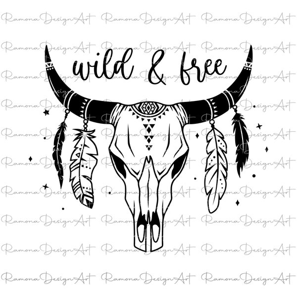 Wild and Free svg, Wild and Free Shirt Design svg, Skull svg, Southern svg, svg files sayings, svg files for cricut silhouette, png