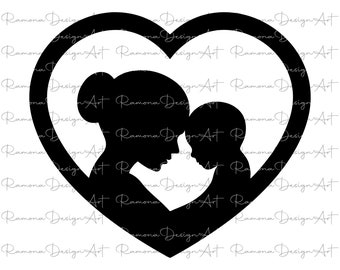 Mom and Baby Heart SVG, Mothers Day Shirt Design (Digital File)