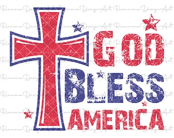 God Bless America Cross SVG, Patriotic Christian Design (Digital Files)