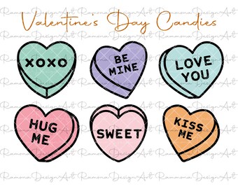 Conversation Hearts SVG, Valentine's Day Candy Cut File (Digital Download)
