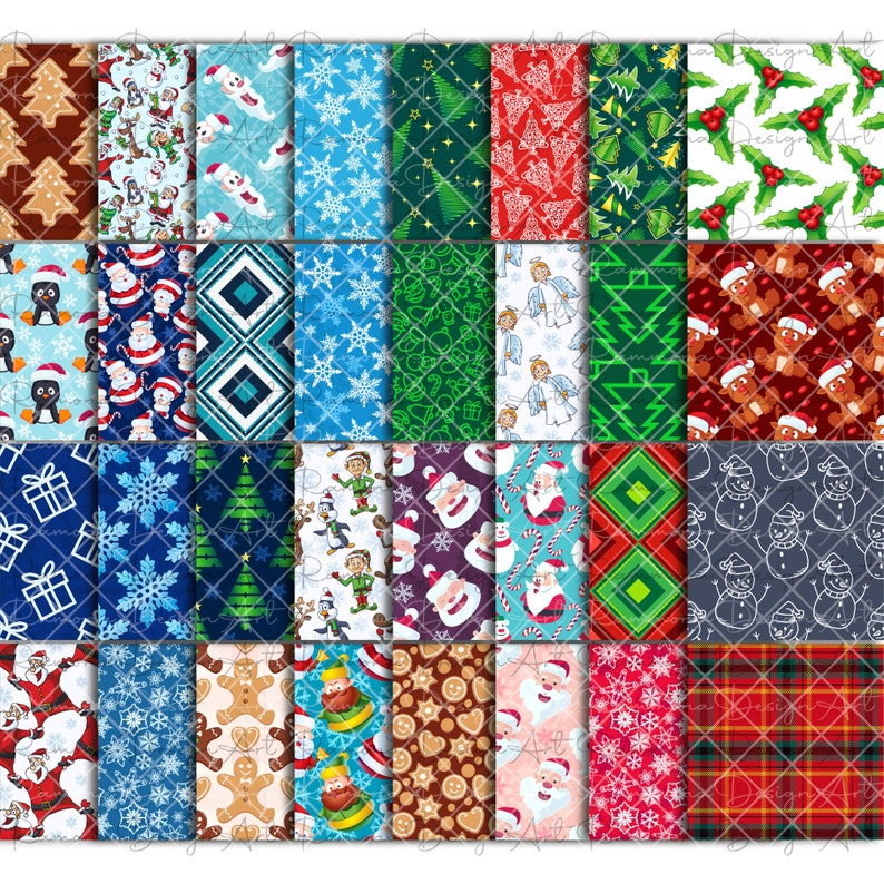 Christmas Pattern Mega Bundle, Holiday Digital Paper (300dpi PNG) image 2