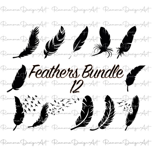 Feather SVG Bundle. Birds Feather svg. Feather Png silhouette for cricut cut file. Feather Digital File. Dreamcatcher svg. Feather earring