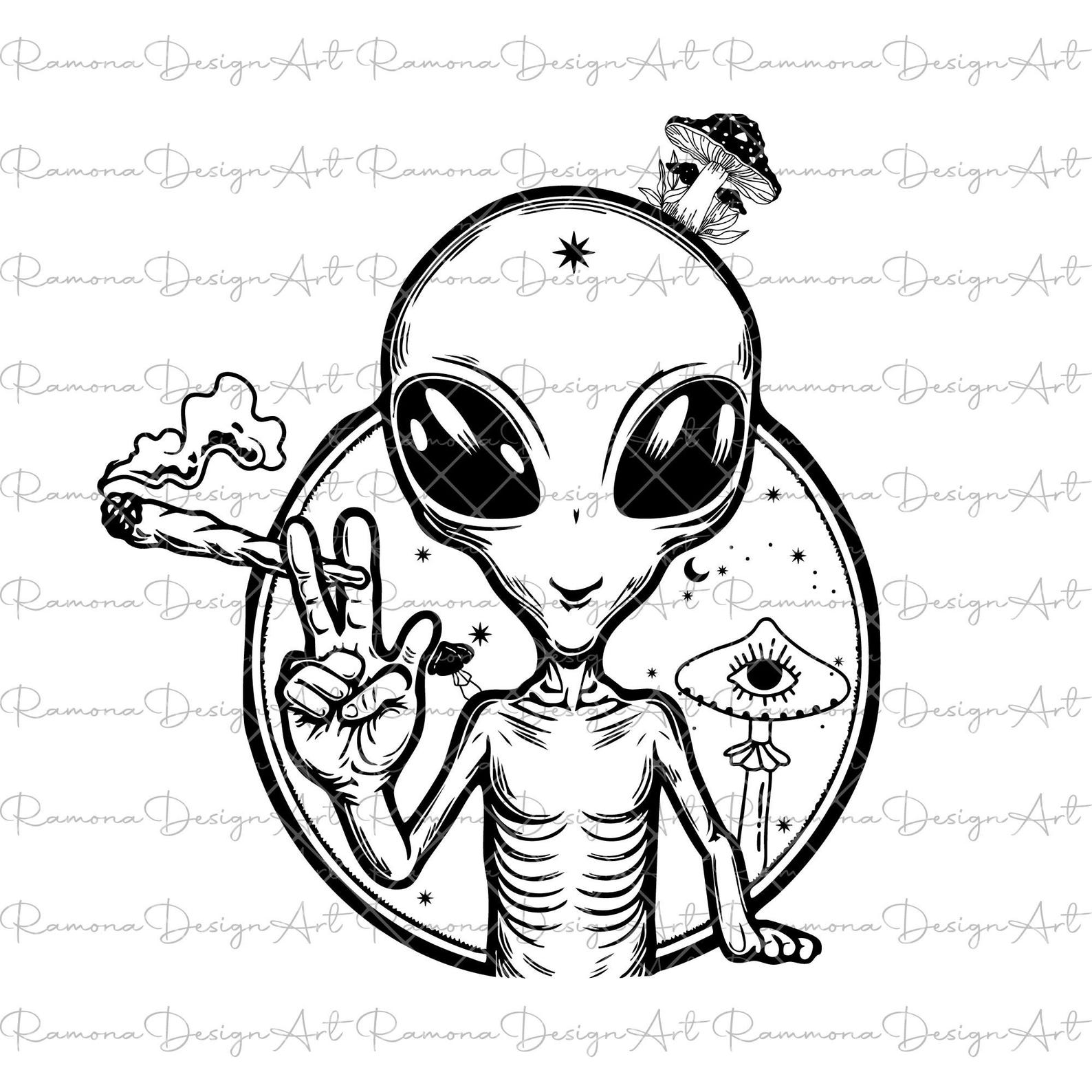 Alien Smoking Weed SVG, Cannabis Clipart (digital Files) - Etsy