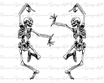 Esqueletos bailando SVG, divertido clipart de Halloween (archivos digitales)