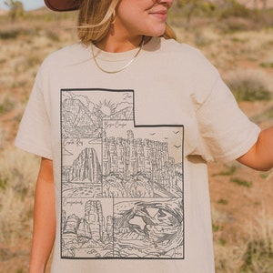 Utah Mighty 5 National Park Shirt Canyon Canyonlands Capitol Reef Arches Park Ranger Shirt Western Graphic Climbers Outdoorsy Hiking Gift