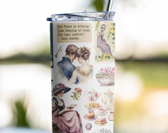 Jane Austen Tumbler 20oz Insulated Tumbler Pride and Prejudice Mug Most Ardently Cottagecore Literary Gifts Book Lover Tumbler Jane Tasse