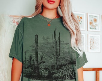 Koszula z kaktusa Saguaro Granola Dziki Zachód Zachodni Grafika Arizona Park Narodowy Pustynia Sukulent Prezent dla poszukiwaczy przygód Wspinacze na świeżym powietrzu Prezenty