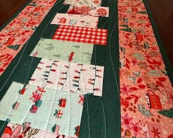 Christmas Table Runner | Holiday Theme  Runner | Quilted Runner | Table Topper |  Quilted Runner | Modern Table Runner |  Christmas Decor