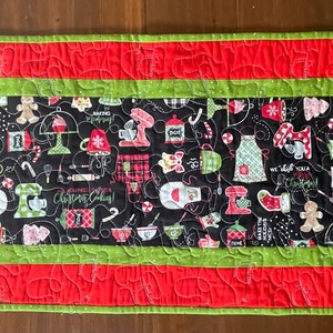 Table Runner | Kitchen Theme Runner | Christmas Decor | Holiday Gift | Tabletop Decor | Red and Green Table Runner  | baking theme