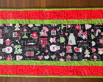 Table Runner | Kitchen Theme Runner | Christmas Decor | Holiday Gift | Tabletop Decor | Red and Green Table Runner  | baking theme