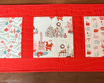 Christmas Table Runner | Holiday Theme  Runner | Quilted Runner | Table Topper |  Quilted Runner | Modern Table Runner |  Christmas Decor