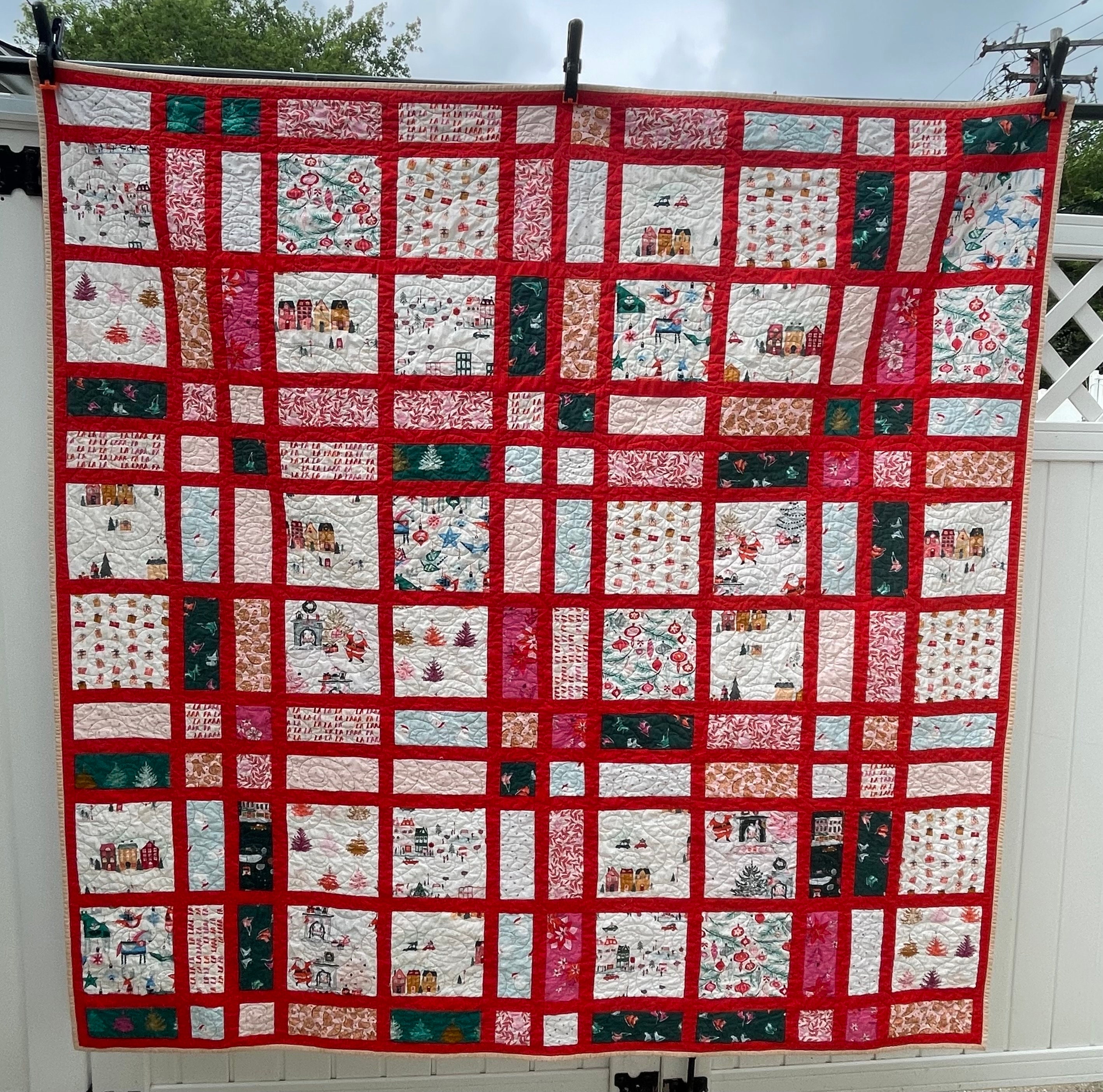Christmas Vintage Theme Quilt Holiday Quilt Winter Blanket Etsy