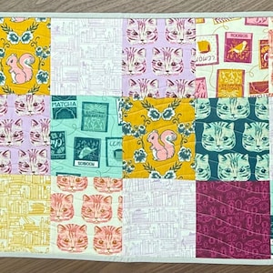 Book Quilted Table Runner | Summer Table Runner | Quilted Runner | Table Topper |  Quilted Runner |Modern Table Runner | Handmade Gift