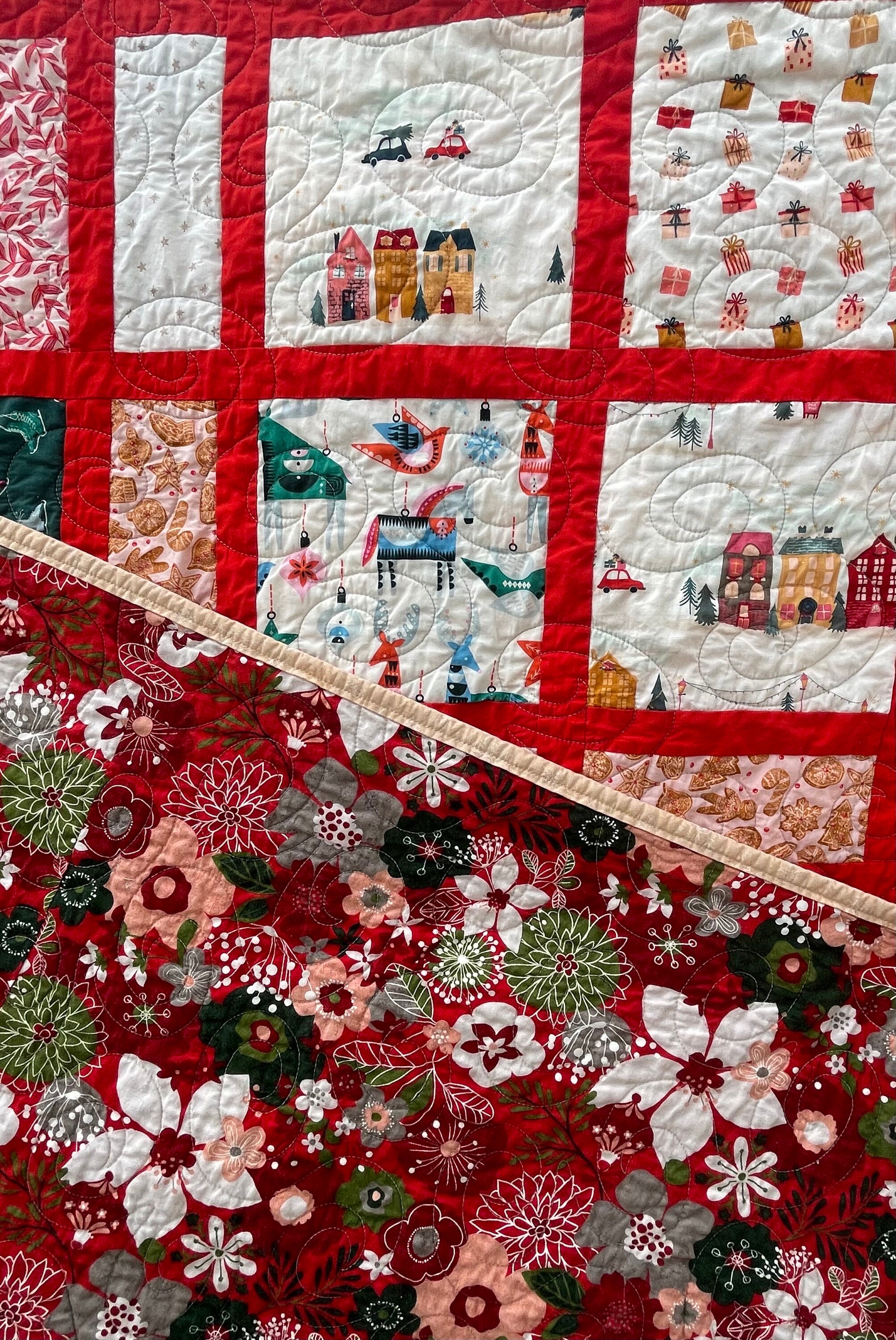 Christmas Vintage Theme Quilt Holiday Quilt Winter Blanket Etsy