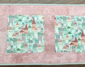 Spring Quilted Table Runner | Summer Table Runner | Quilted Runner | Table Topper |  Quilted Runner |Modern Table Runner | Handmade Gift