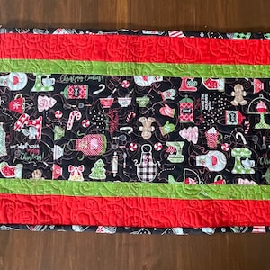 Table Runner | Kitchen Theme Runner | Christmas Decor | Holiday Gift | Tabletop Decor | Red and Green Table Runner  | baking theme