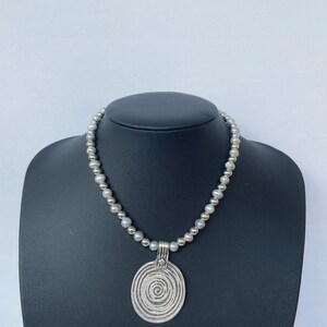 Handmade natural pearl jewelry,Spiral necklace,pearl necklace,goth jewelry,spiral jewelry,pearl necklace for women,natural pearl jewelry