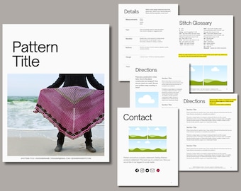 Plantilla de patrón de Canva: Diseño en PDF para tejer o hacer crochet, descarga digital editable