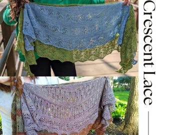 Crescent Lace Shawl and Shawlette Knitting Pattern Bundle: Flowing Well + Hawthorne Ridge (PDF Download)