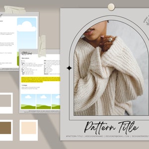 Canva-mönstermall – Boho Neutral Layout för stickning eller virkning PDF