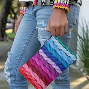 Bolsa para Projetos de Fios Coloridos, Bolsa Organizadora para Tricô e Crochê com Zíper
