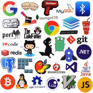 Set of 100 Programming Stickers for Developer, Includes R, C ++, Python ...