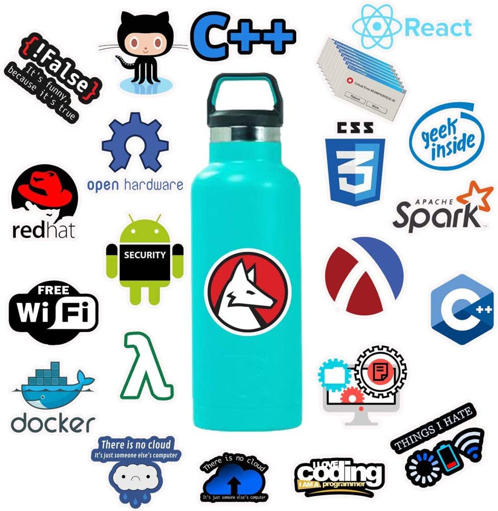 Set of 100 Programming Stickers for Developer, Includes R, C ++, Python ...