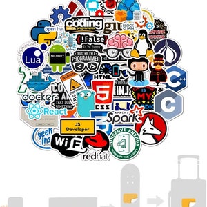 Set of 100 Programming Stickers for Developer, Includes R, C ++, Python ...