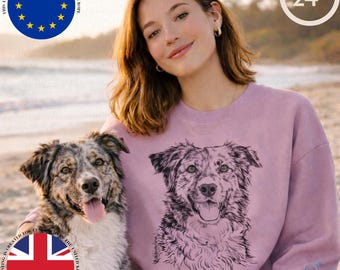 Felpa con foto personalizzata del cane / Ritratto personalizzato dell'animale domestico da foto / Felpa per amanti dei cani / Regalo per amanti degli animali / Felpa personalizzata per animali domestici