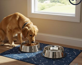 Personalized Printed Pet Food Mat - Bright, Colorful Non-Slip Mat for Dogs & Cats - Custom Feeding Mat with Fun Designs - Cute Mealtime Mat