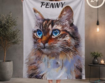 Personalized Pet Blanket, Custom Dog Blanket, Cat Portrait Blanket, Pet Lover Gift, Custom Animal Throw Blanket