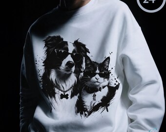 Custom Dog Sweatshirt, Pet Portrait Sweatshirt, Cute Dog Graphic Crewneck, Personalized Puppy Sweater, Gift for Dog Lovers, Minimal Line Art