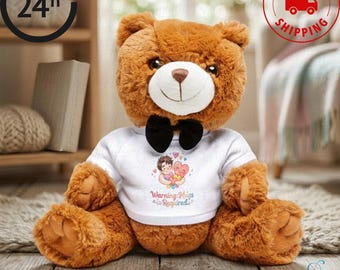 Personalized Teddy Bear with Custom T-Shirt | Plush Toy Gift for Couples Kids Baby | Text Photo Logo Printed Bear Gift | Cute Teddy Bear