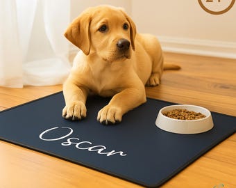 Custom Pet Food Mat-Non-Slip Feeding Mat-Cute Pet Bowl Mat for Mess-Free Meals-Personalized Dog Food Mat-Personalized Dog Placemat-Digital