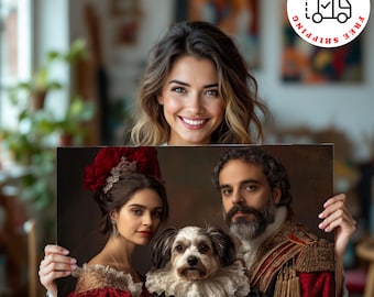 Royal 3 Pets Portrait with Human, Custom 3 Pets Portrait, Royal Pet King Portrait,Pet Owner Gift,Regal Pet Portrait,Renaissance Pet Portrait