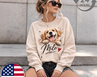 Custom Pet Lover Gift | Custom Pet Portrait Sweatshirt | Line Art Dog or Cat Drawing | Dog Mom Cat Mom Sweatshirt | Pet Owner Sweatshirt