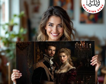 Custom Royal Couple Portrait, King Queen Portrait,Royal Couple Art,Historical Royal Portrait Couple, Human Portrait, Best gift for couple
