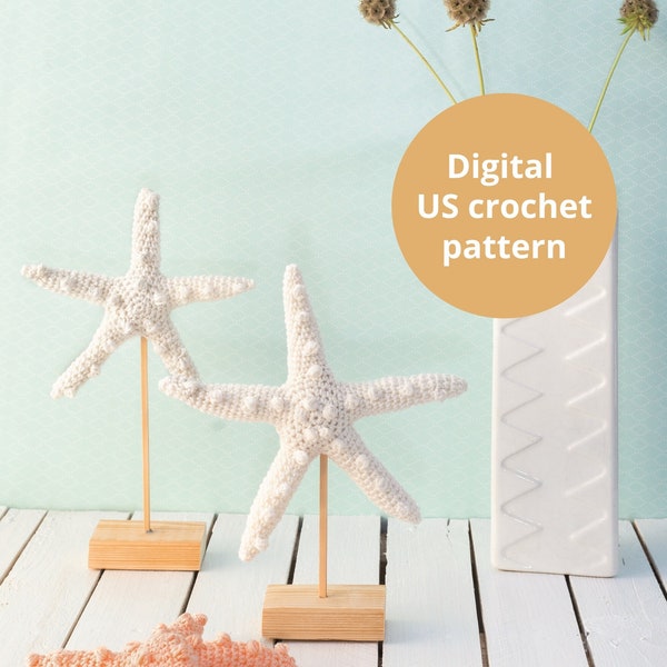 Crochet pattern home decor starfish on a stand to bring the beach to your home - Tested English & Dutch pattern, designed by professionals
