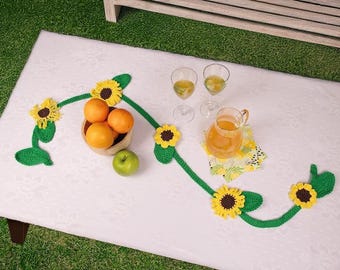 Haakpatroon Zonnebloem Slinger - Zomerse Bloemen Slinger - DIY Zonnebloemen Decoratie - Digitaal PDF (Nederlands & Engels)