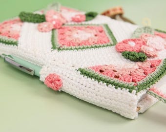 Haakpatroon Agenda Hoes met Bloemen - Boekomslag met Pennenhouder + Bladwijzer - DIY Agenda Beschermer - Digitaal PDF (Nederlands & Engels)