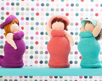 Amigurumi-haakpatroon: dames met grote maten en slappe hoeden (digitale pdf)