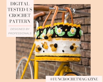 crochet pattern stunning Bee + Flower bag for summer | instant download | US English & Dutch crochet pattern, designed by professionals