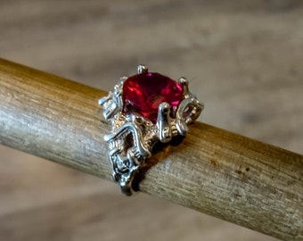 Silver Ring with Large Ruby