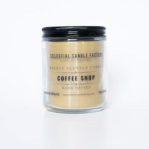 Hand poured 8 oz Jar Candle, Coffee Shop Scented Candle