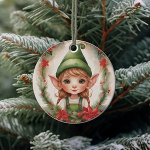 Christmas Ornament Sublimation PNG, Vintage Christmas Elf, Christmas Round Ornament PNG, Christmas Elf png, Ornament png, Nostalgic ornament