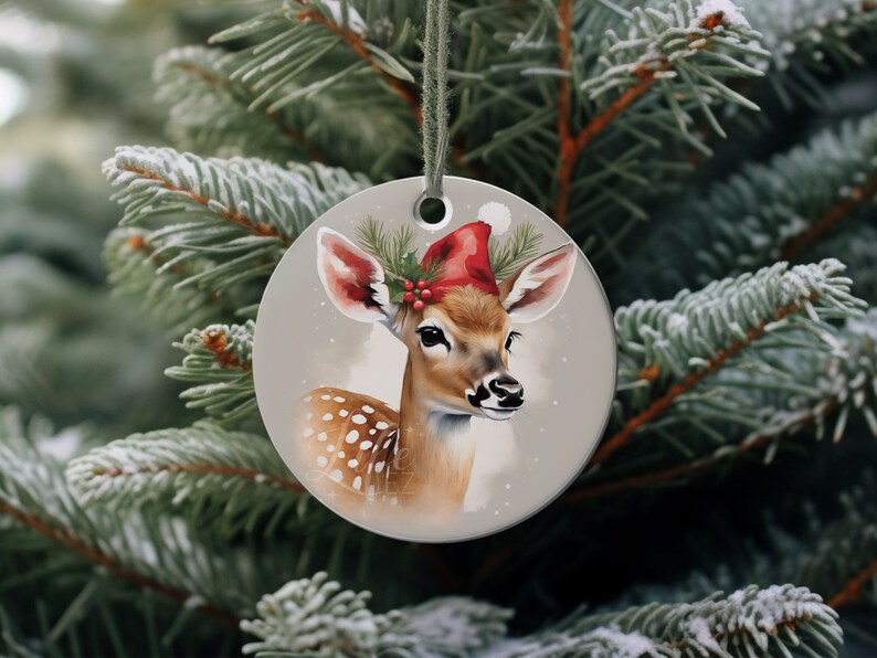 Christmas Ornament Sublimation PNG Vintage Christmas Deer - Etsy
